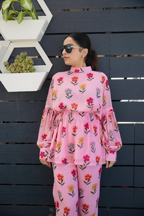 Mel Pink Floral Co Ord Set